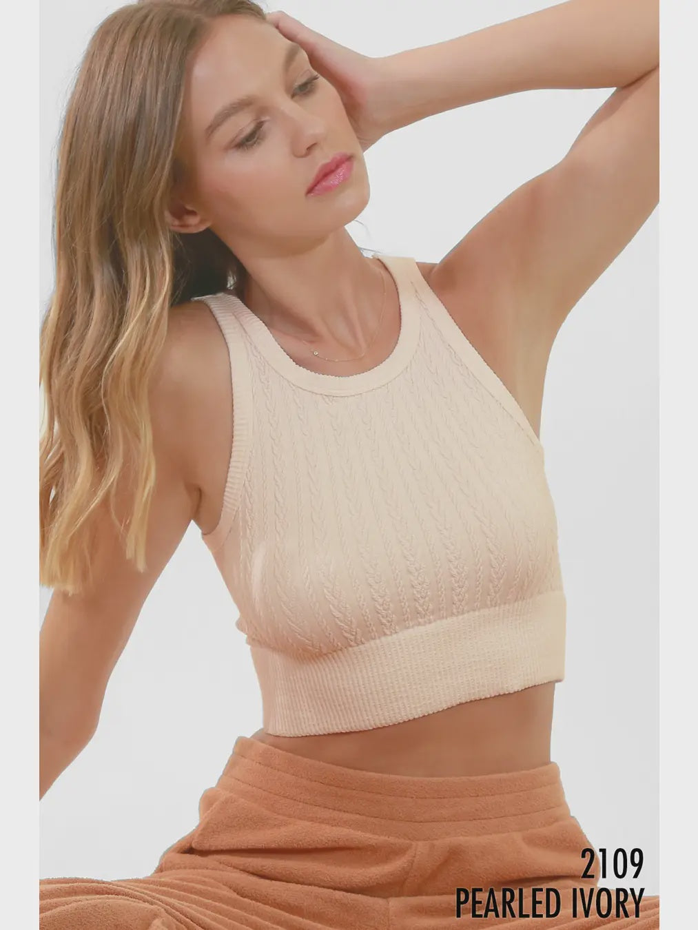 Cable Knit Crop Top - One Size - Pearled Ivory – Chatter Boutique