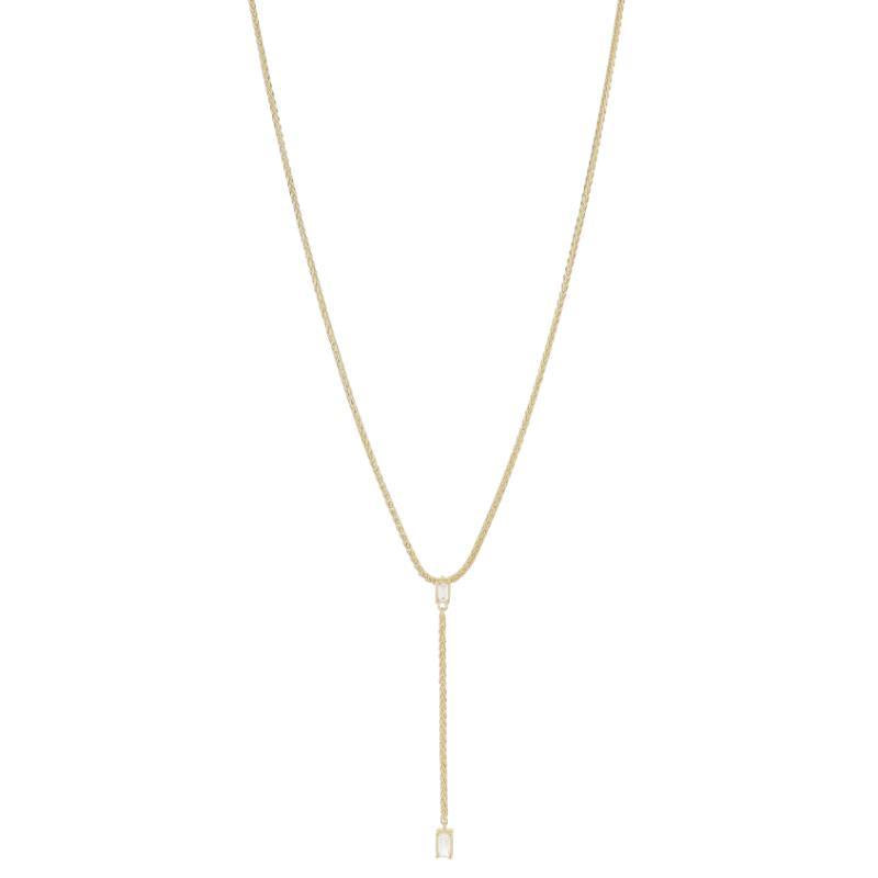 Baguette Crystal Lariat Drop Necklace