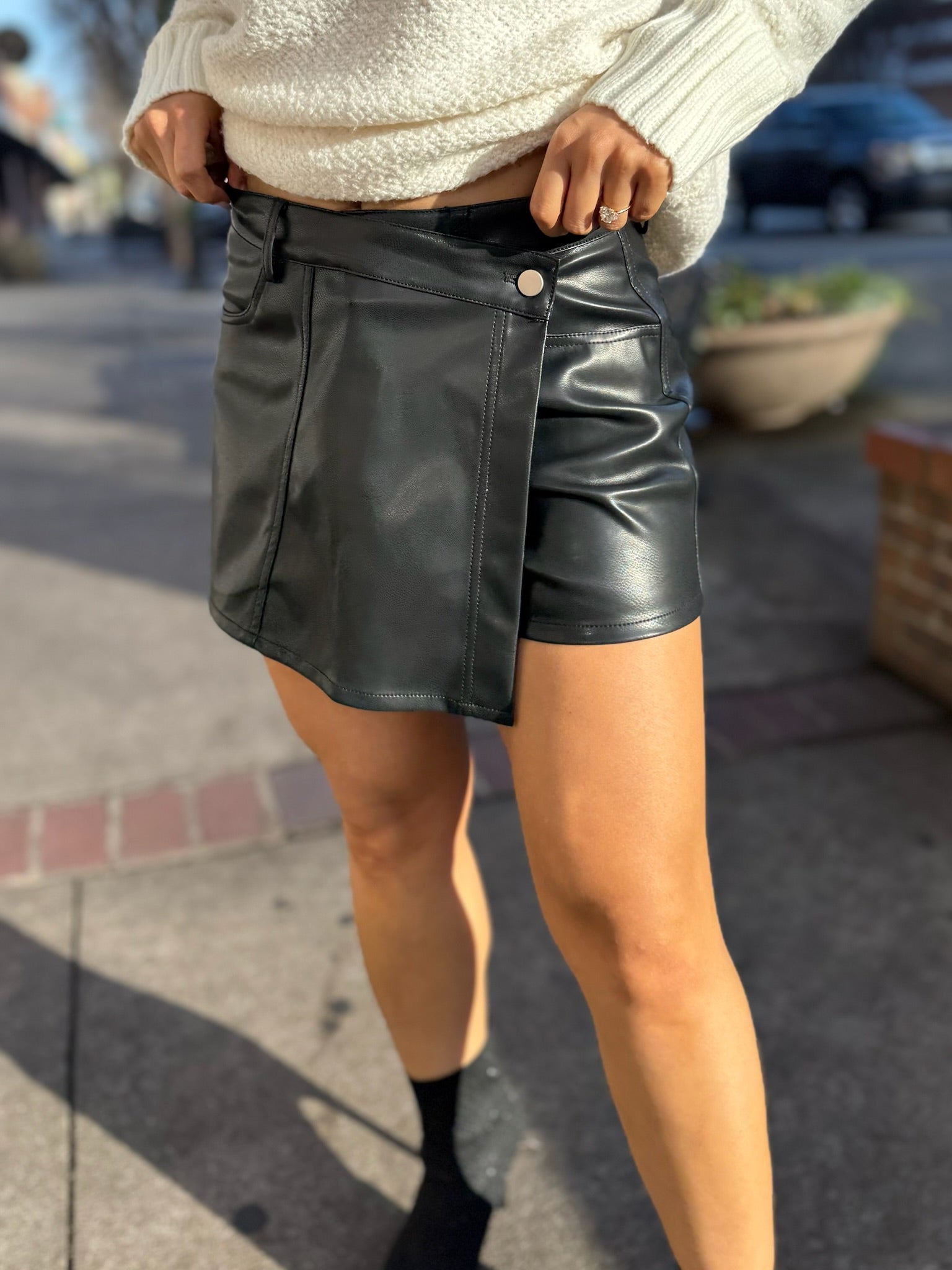 Asymmetry Chic Faux Leather Skort