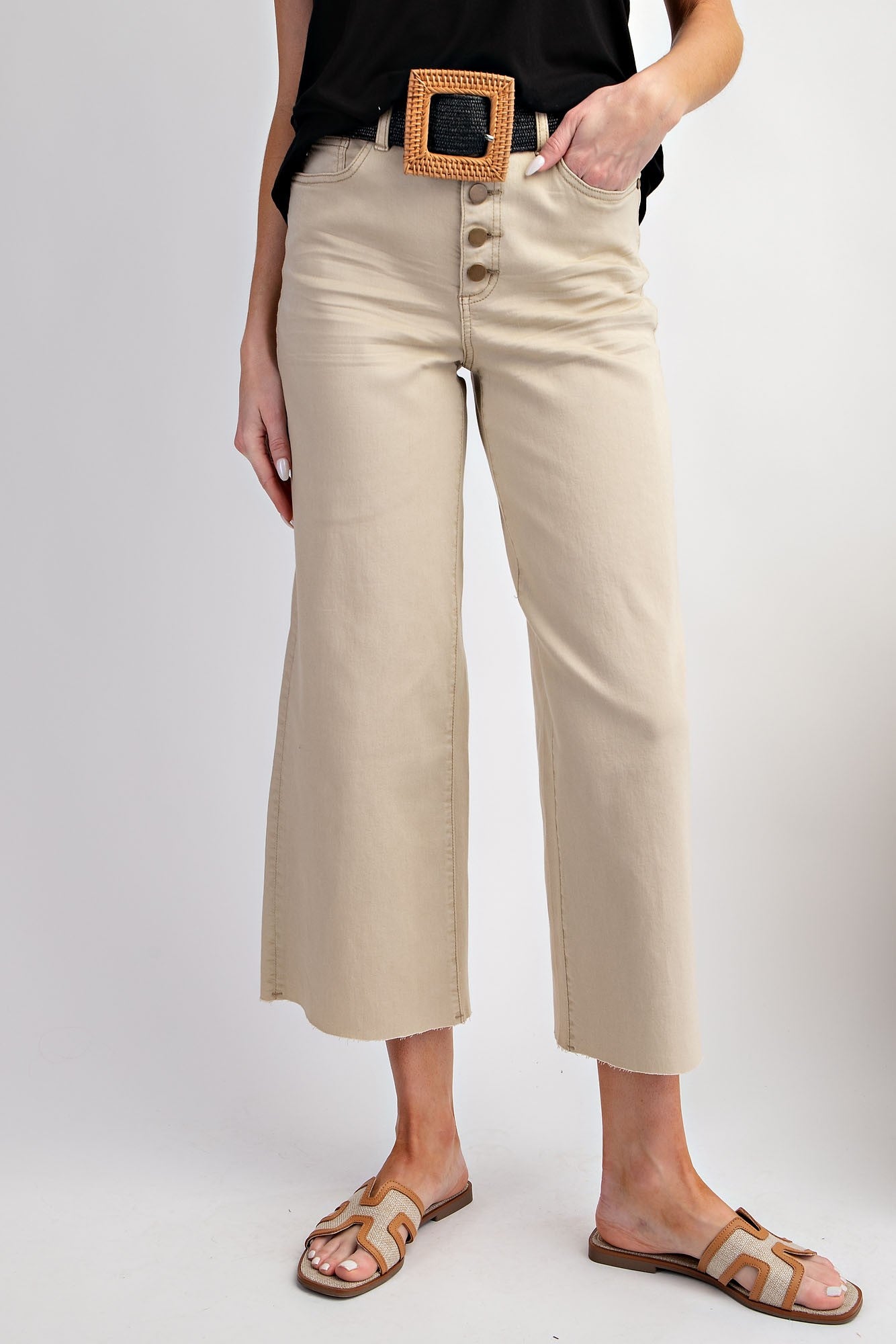 Chic Comfort Wide Leg Twill Trousers