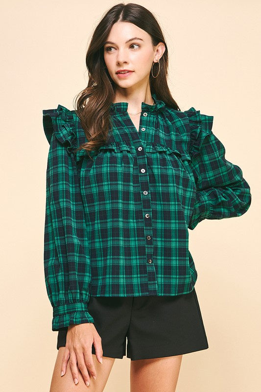 Tartan Ruffle Charm Top