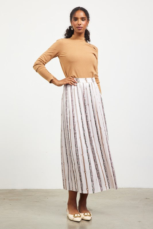 Chain Reaction Pleated Midi Skirt