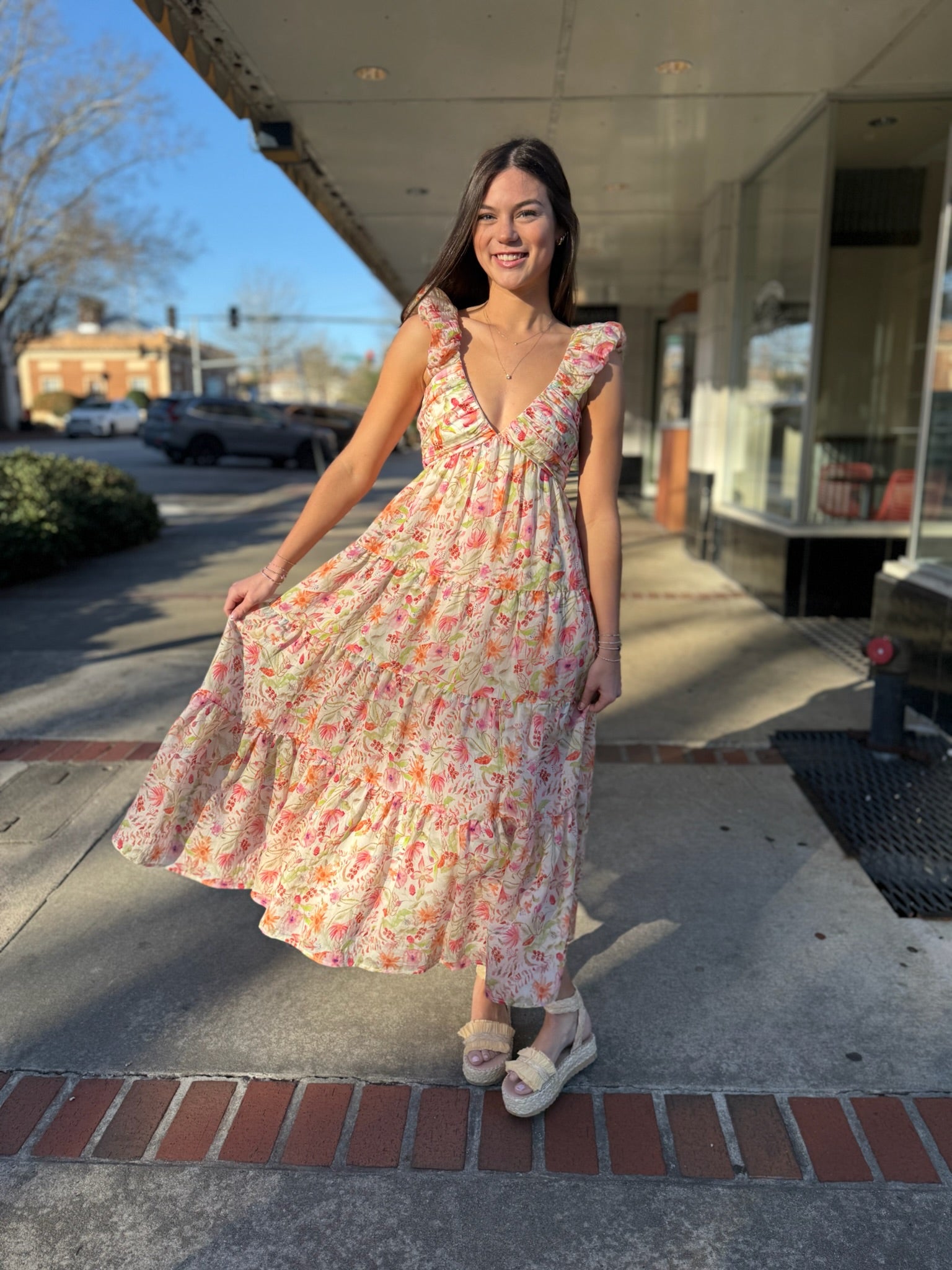 Pebble Blush Garden Tiered Maxi Dress