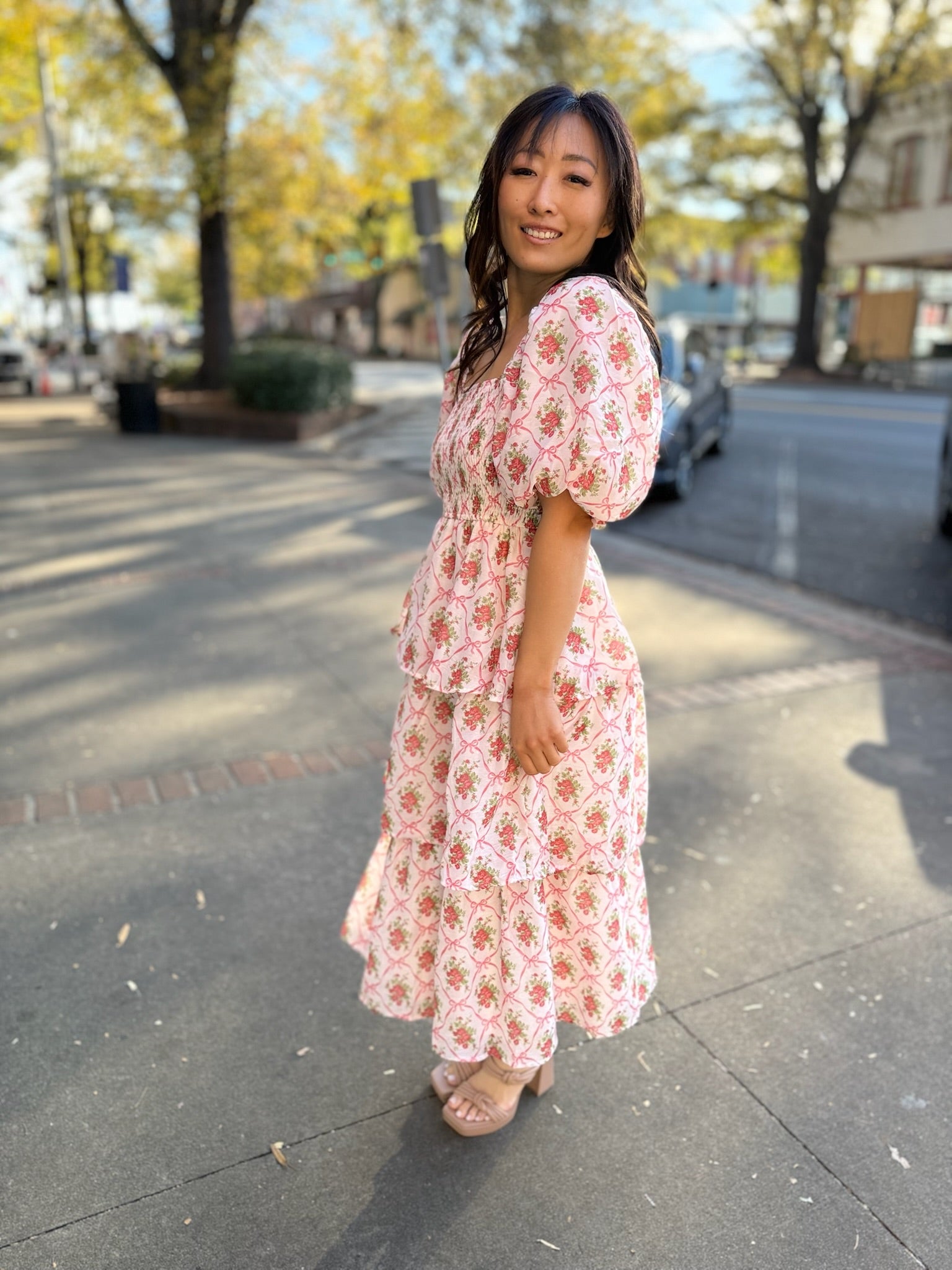 Petals & Poise Midi Dress