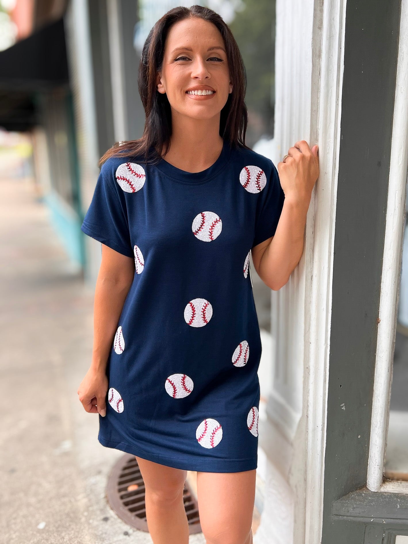 Anna Sequin Baseball Dress