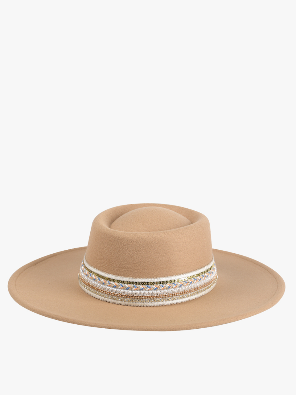 Blaze Multi Trim Wide Brim Fedora - Tan