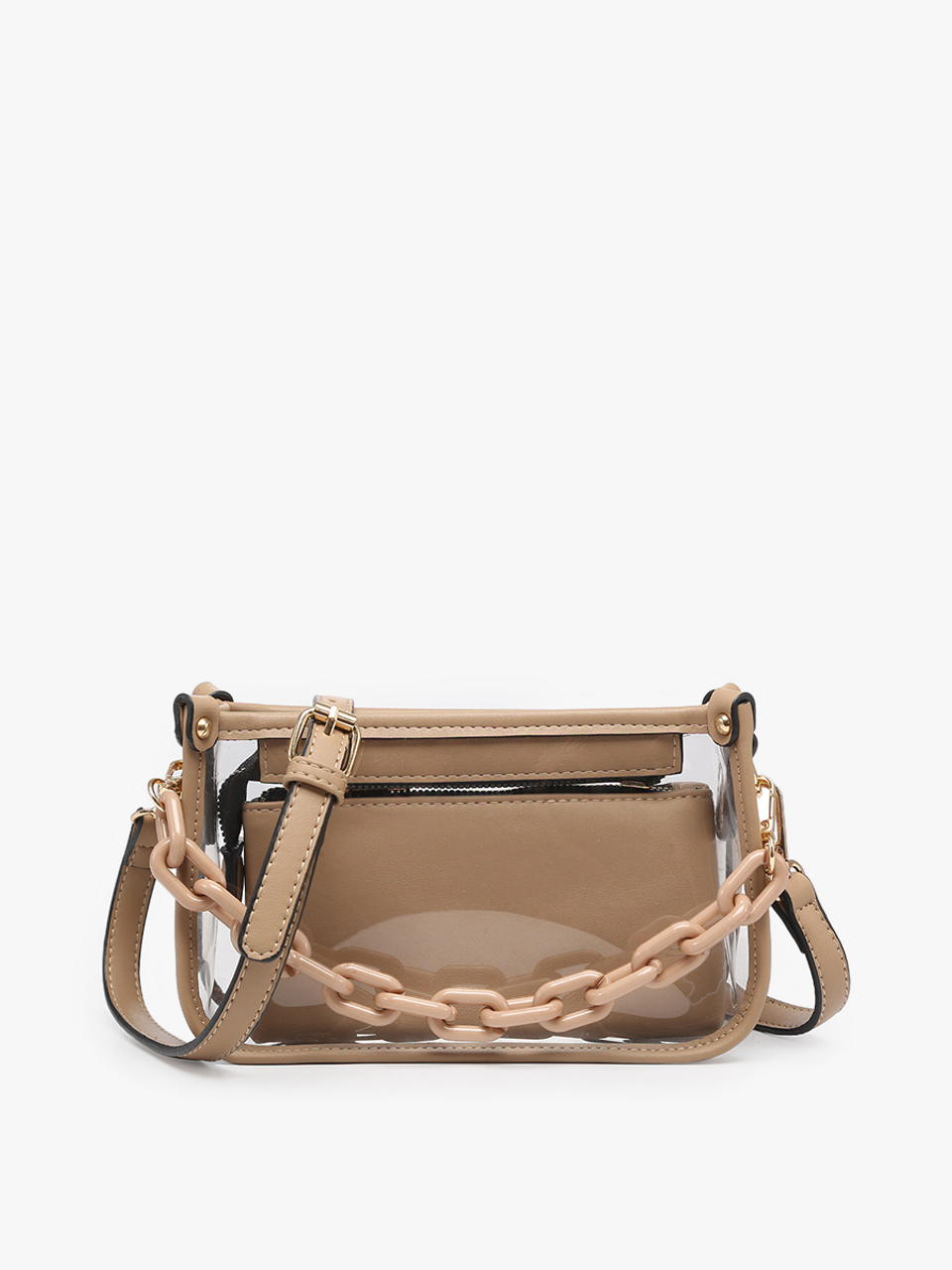 Jessica Clear Crossbody Bag - Taupe