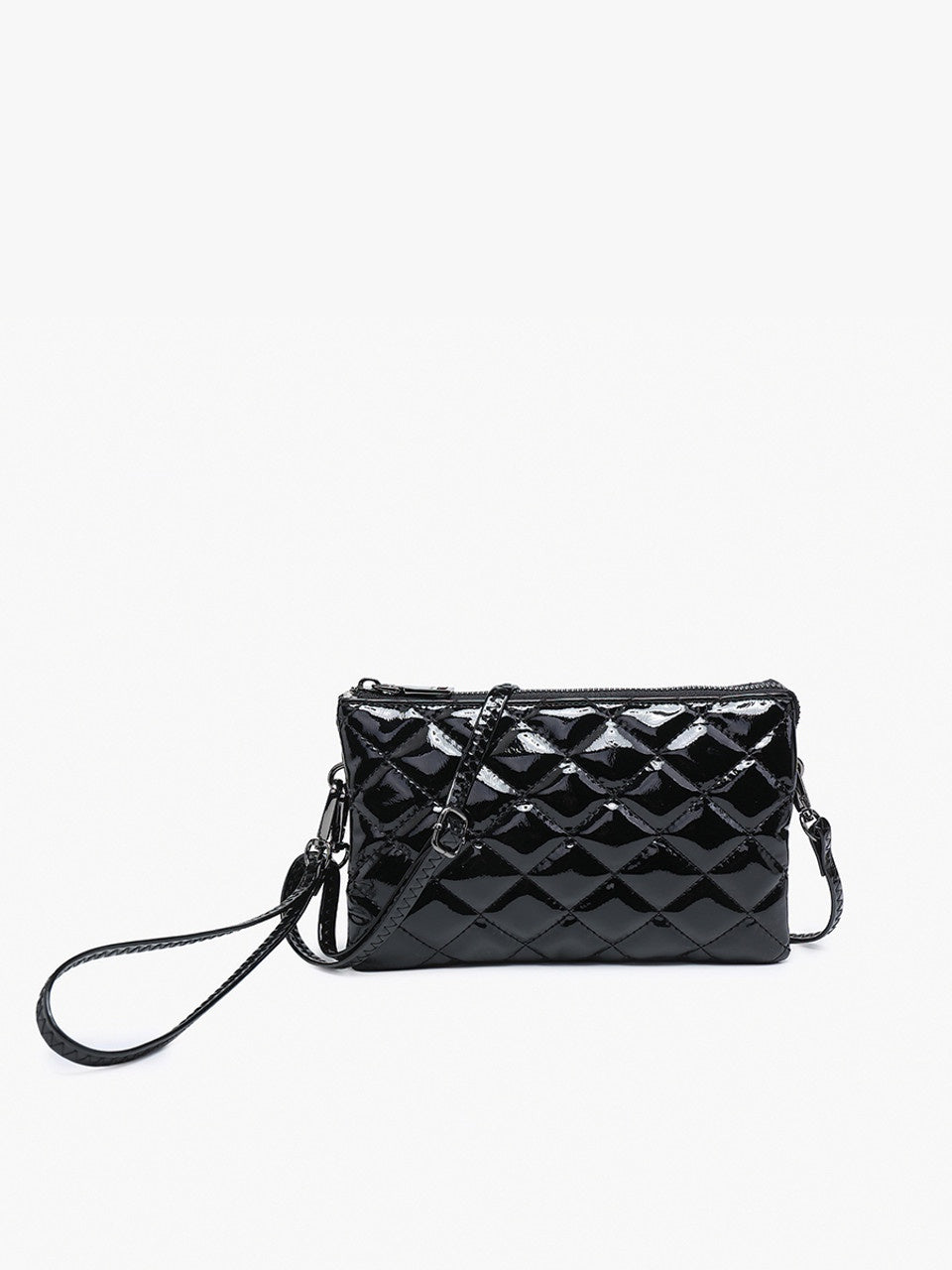 Riley High Gloss Crossbody/Wristlet - Black