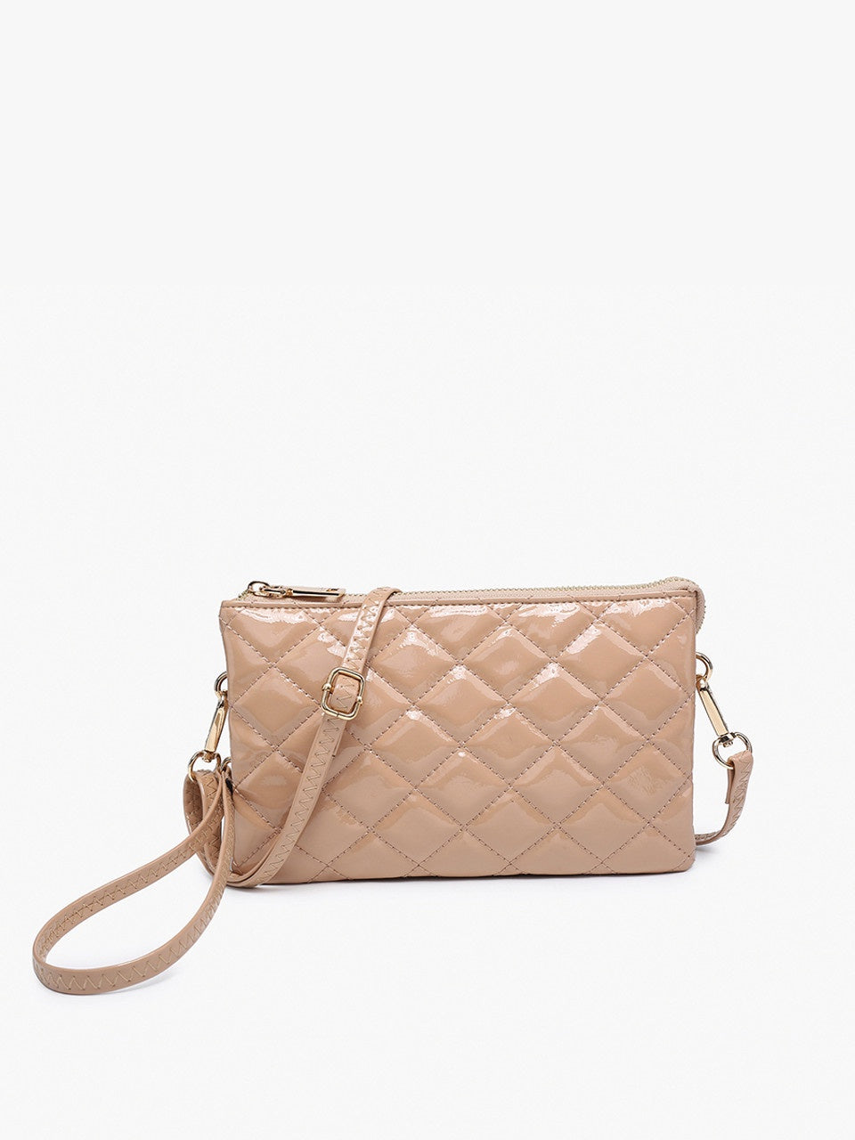 Riley High Gloss Crossbody/Wristlet - Nude