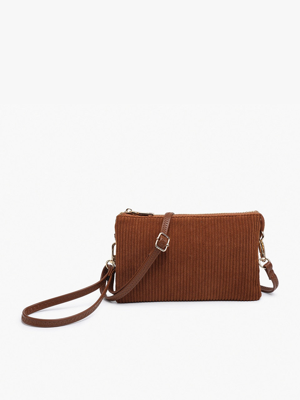 Riley Corduroy Crossbody Wristlet - Brown