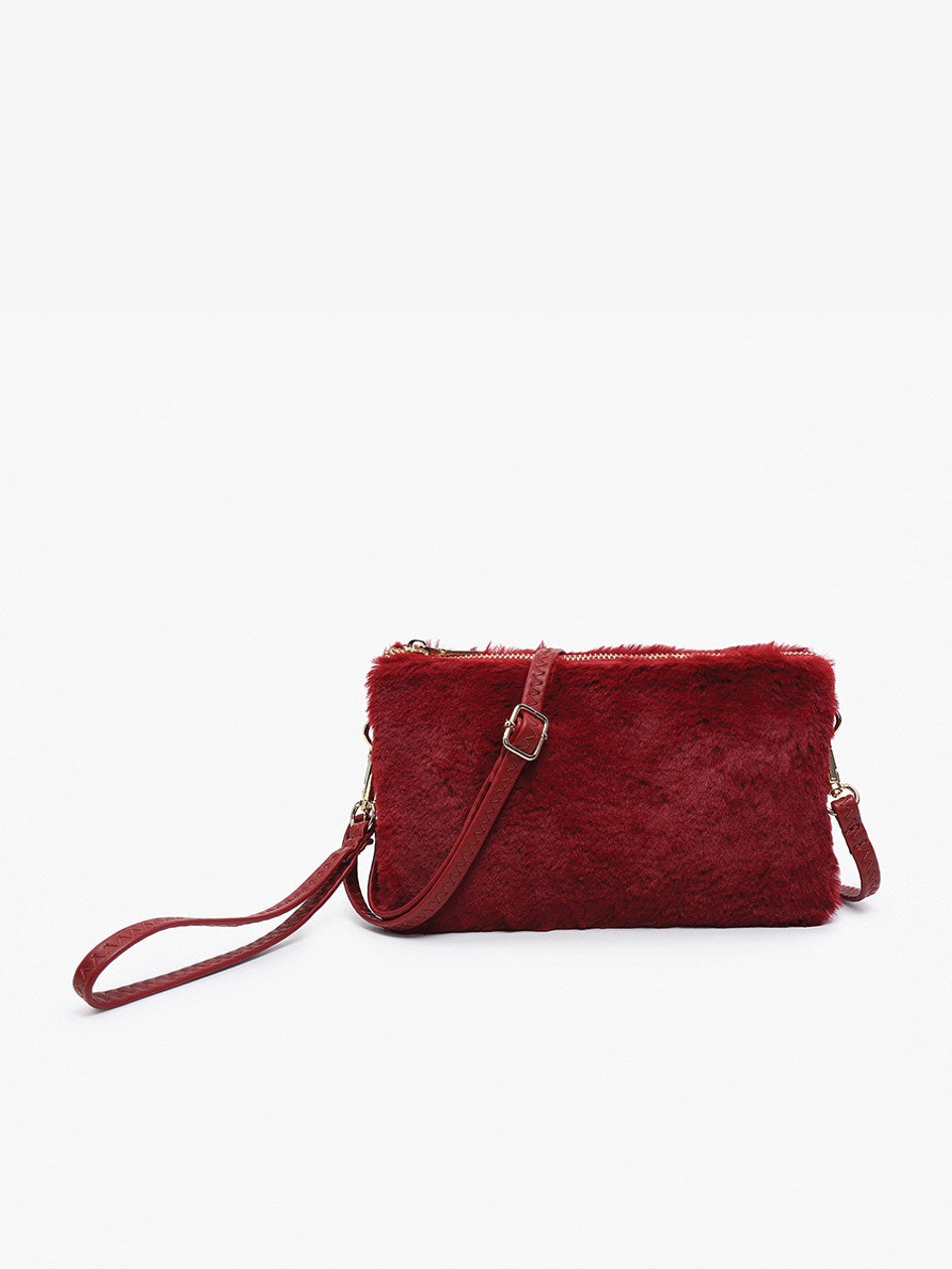 Riley Fur Crossbody Wristlet - Wine