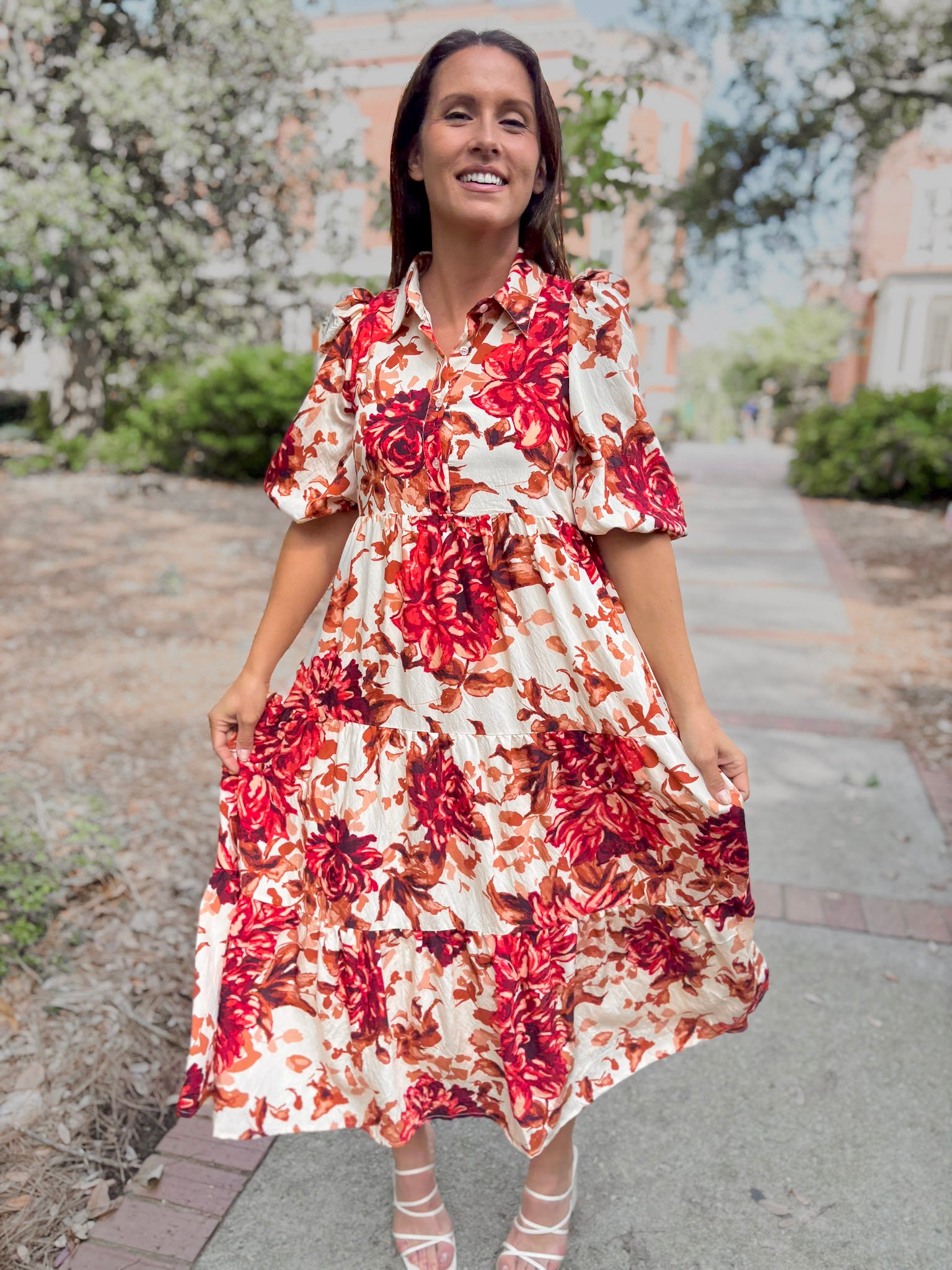 Autumn Garden Midi Shirtdress