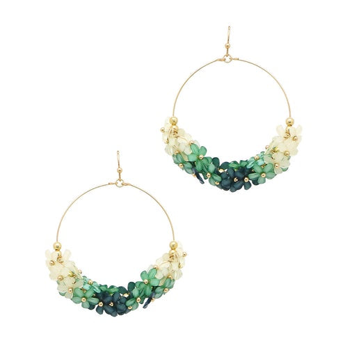 Emerald Bloom Hoop Earrings