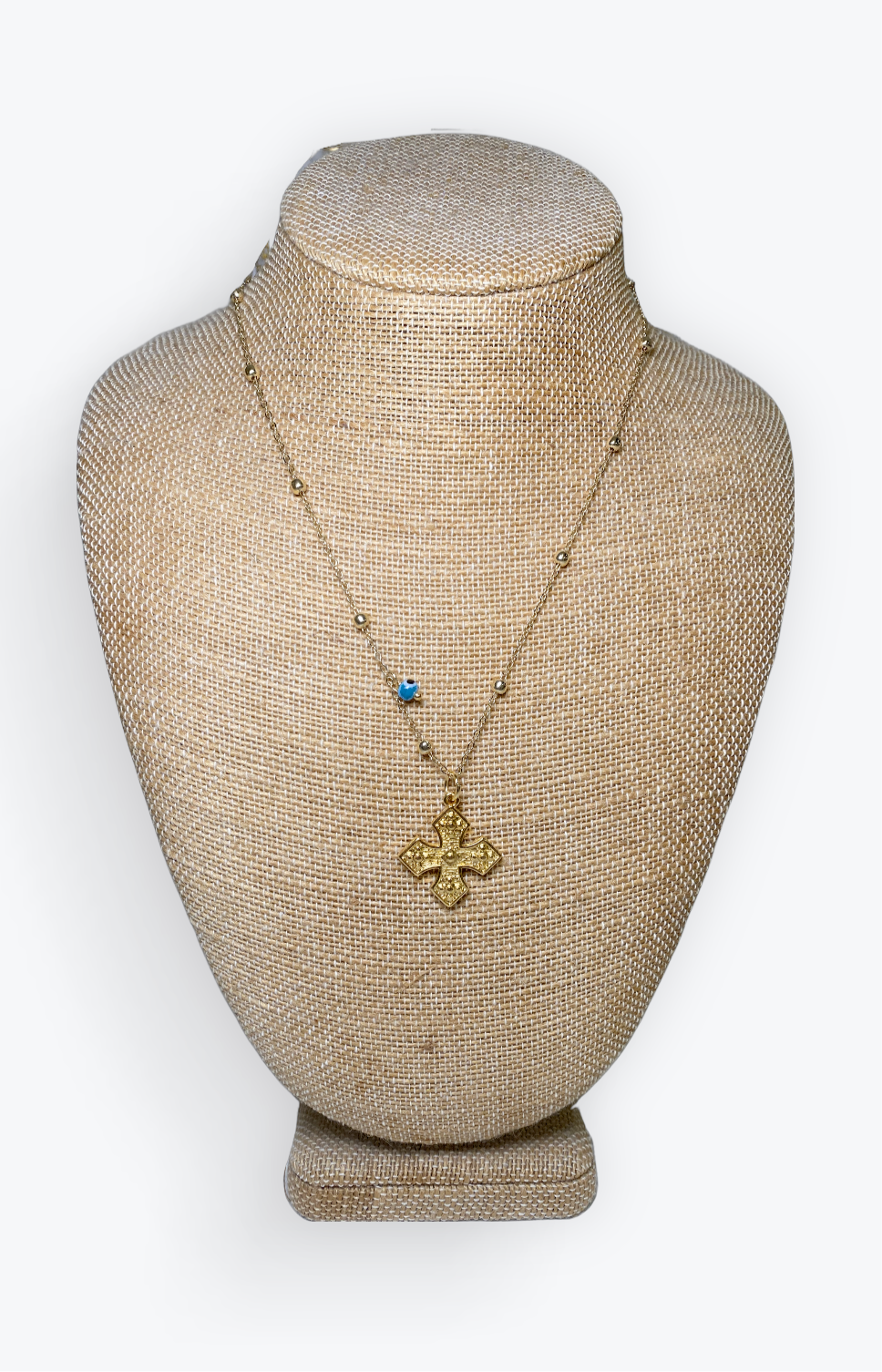 Cross With Evil Eye Chain Necklace