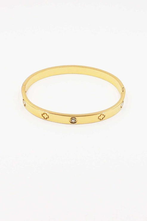 Sparkling Clover Charm Bangle