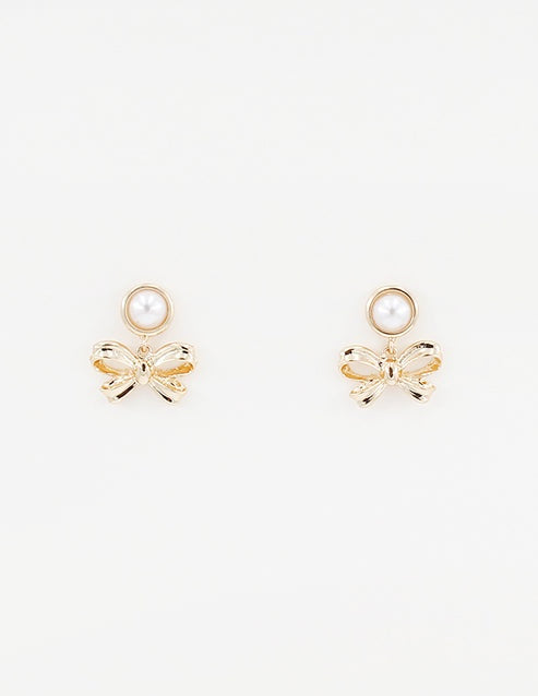 Bow & Pearl Drop Earrings