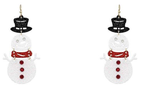 Sparkle Snowman Drop Earrings