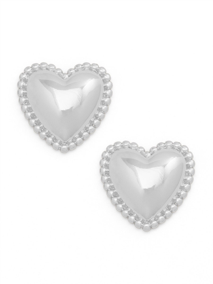 Luxe Heart Cushion Stud Earrings