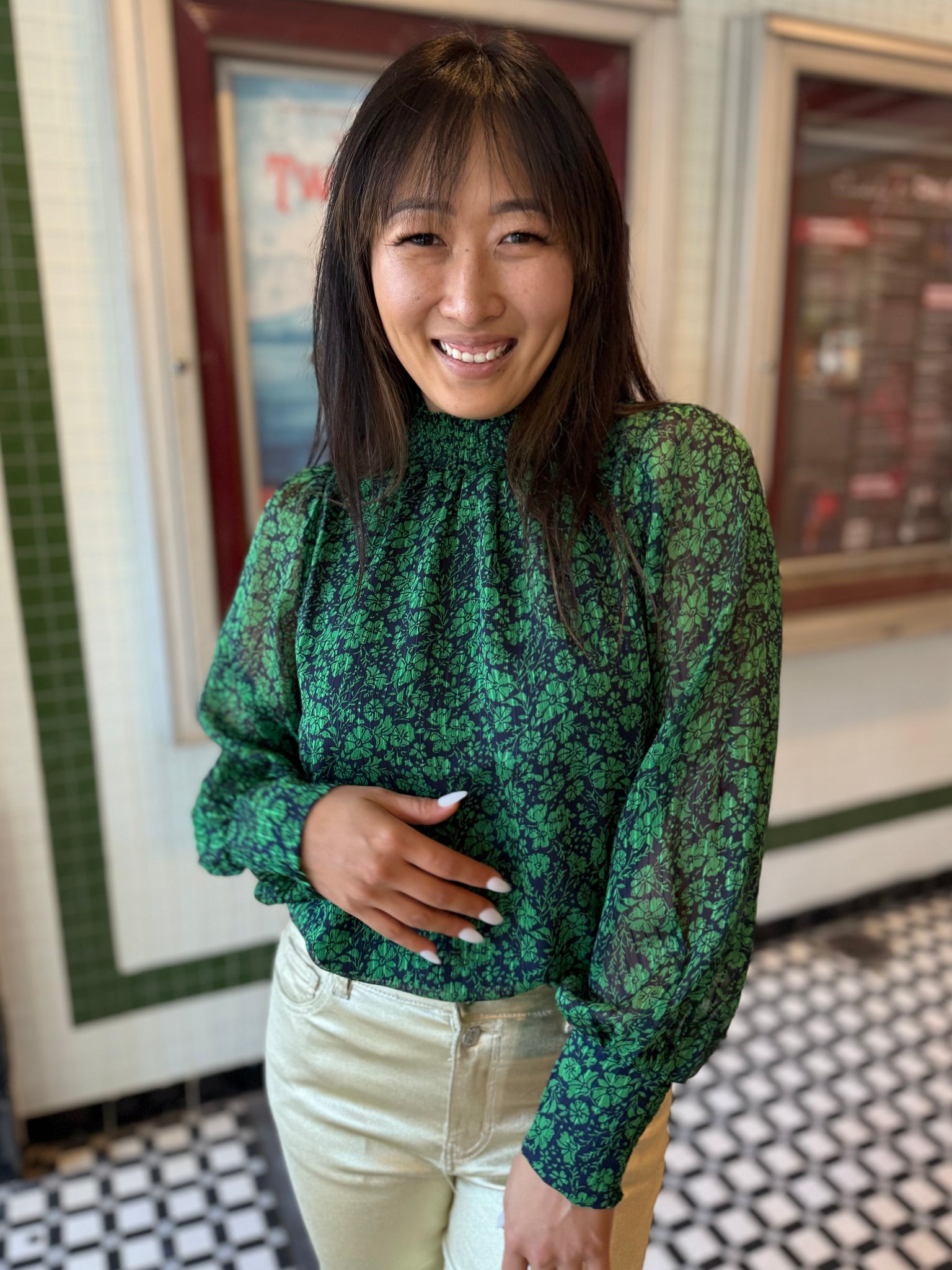 Spearmint Leaf Printed Blouse