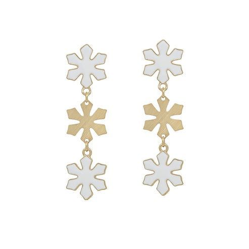 Golden Frost Snowflake Drop Earrings