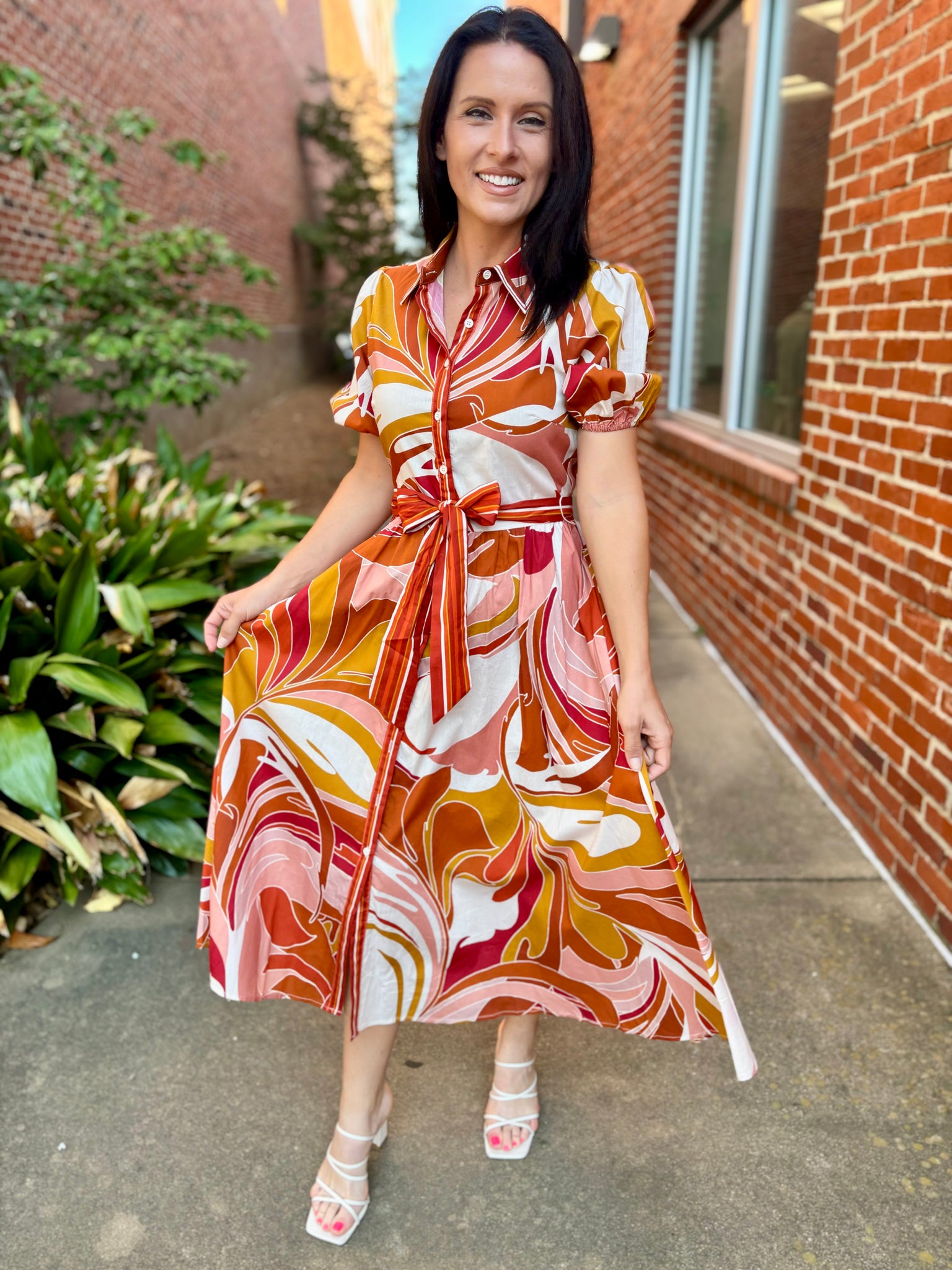 Retro Sunset Midi Dress