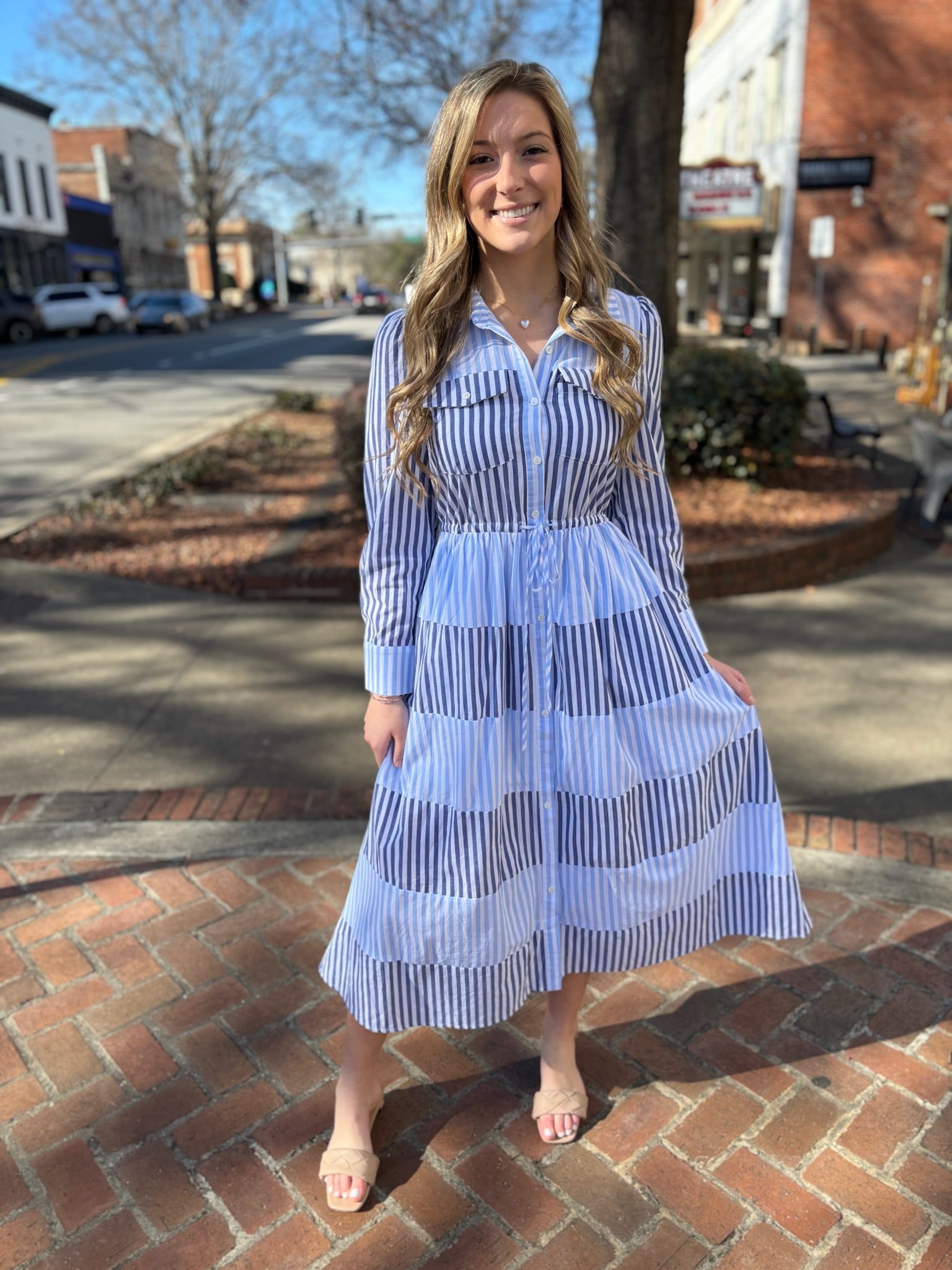 Elegance in Stripes Midi Dress