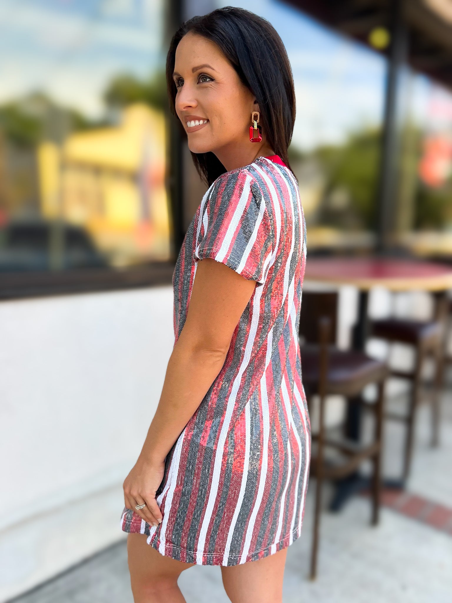 Julia Red & Black Sequin Dress