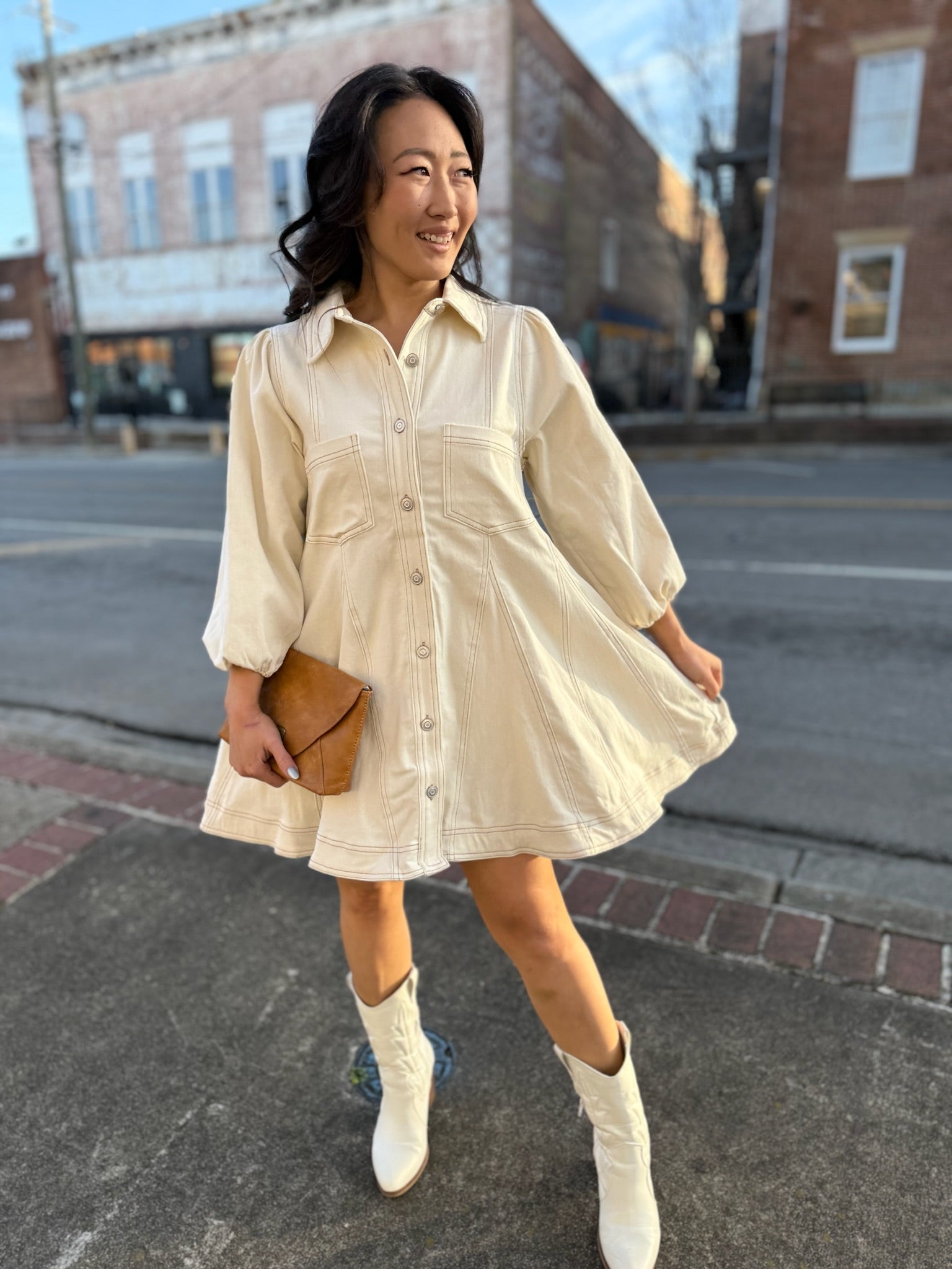 Timeless Denim Collared Mini Dress