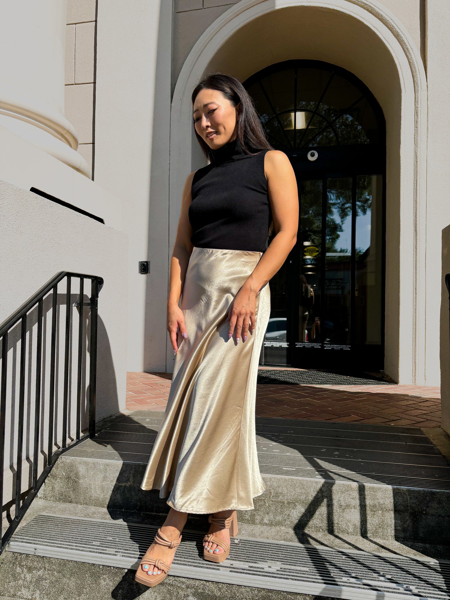 Gold Midi Shiny Skirt