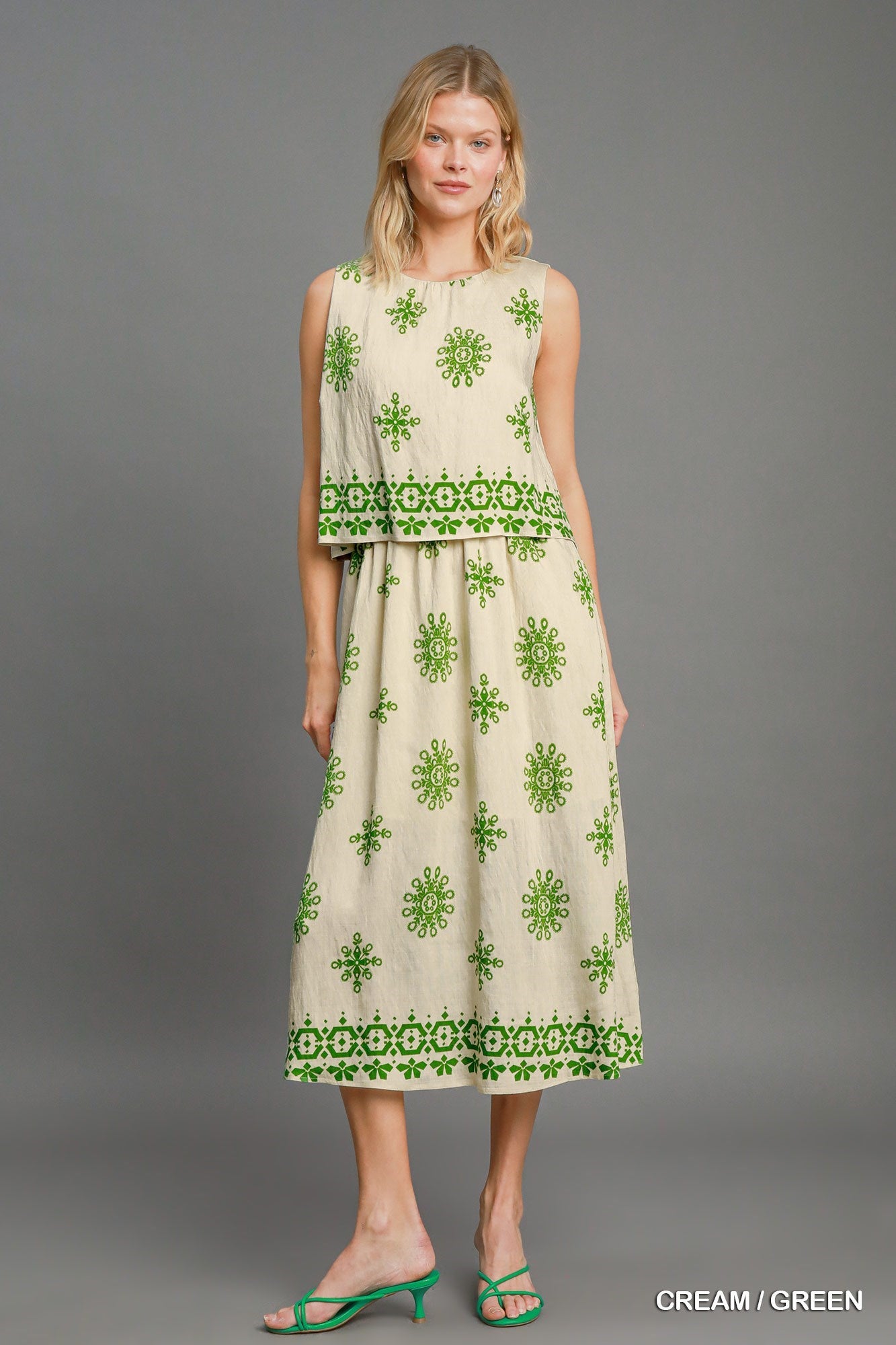 Ethereal Layers Border Print Midi Dress