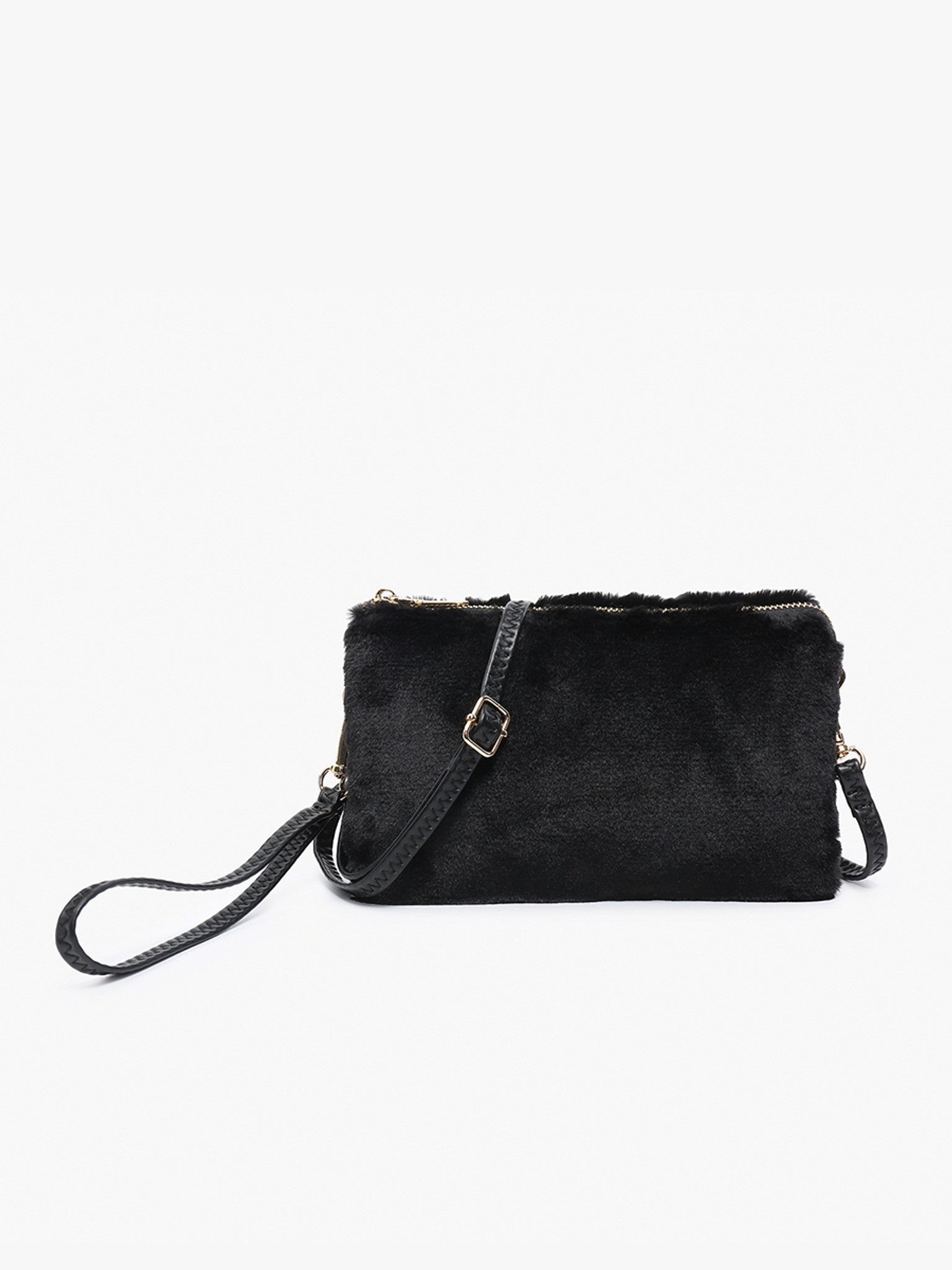 Riley Fur Crossbody Wristlet - Black