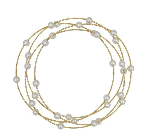 Eternal Elegance Gold Bangle with Pearl Accents