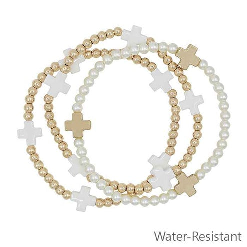 Water Resistant Pure Faith Pearl Bracelet Set