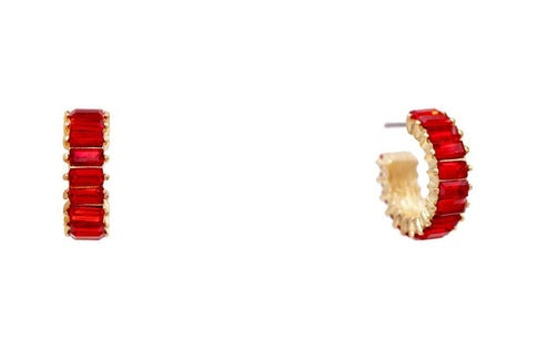 Scarlet Luxe Crystal Huggie Earrings