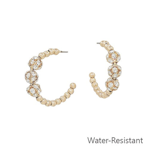 Water Resistant Golden Glow Pave Hoops