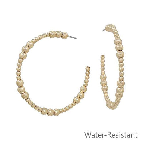 Water Resistant Golden Bead Duo Hoops