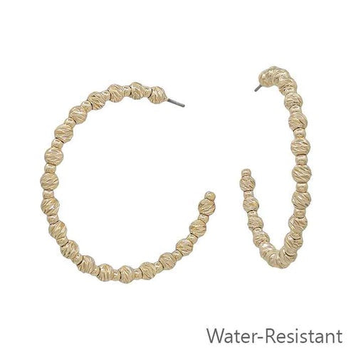 Water Resistant Twisted Gold Radiance Hoops