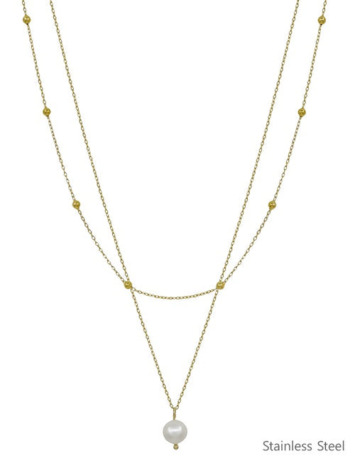 Golden Pearl Layered Necklace