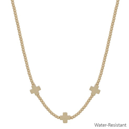 Everlasting Gold Cross Beaded Necklace