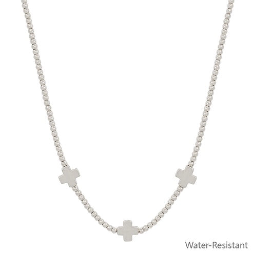 Timeless Silver Cross Beaded Necklace