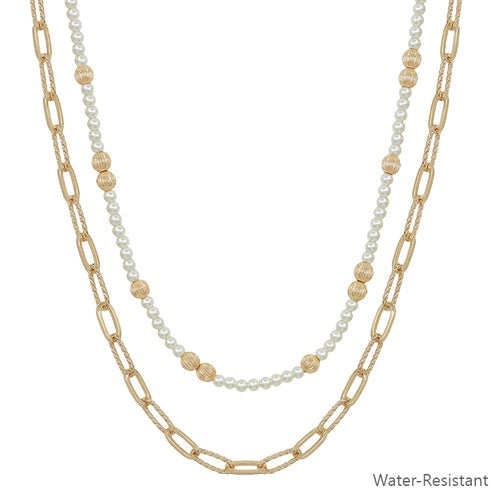 Luxe Pearl Duo Layer Necklace