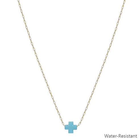 Water Resistant Teal Cross Grace Necklace