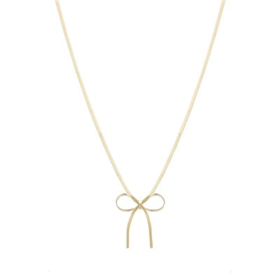 Gold Snake Chain Bow Necklace