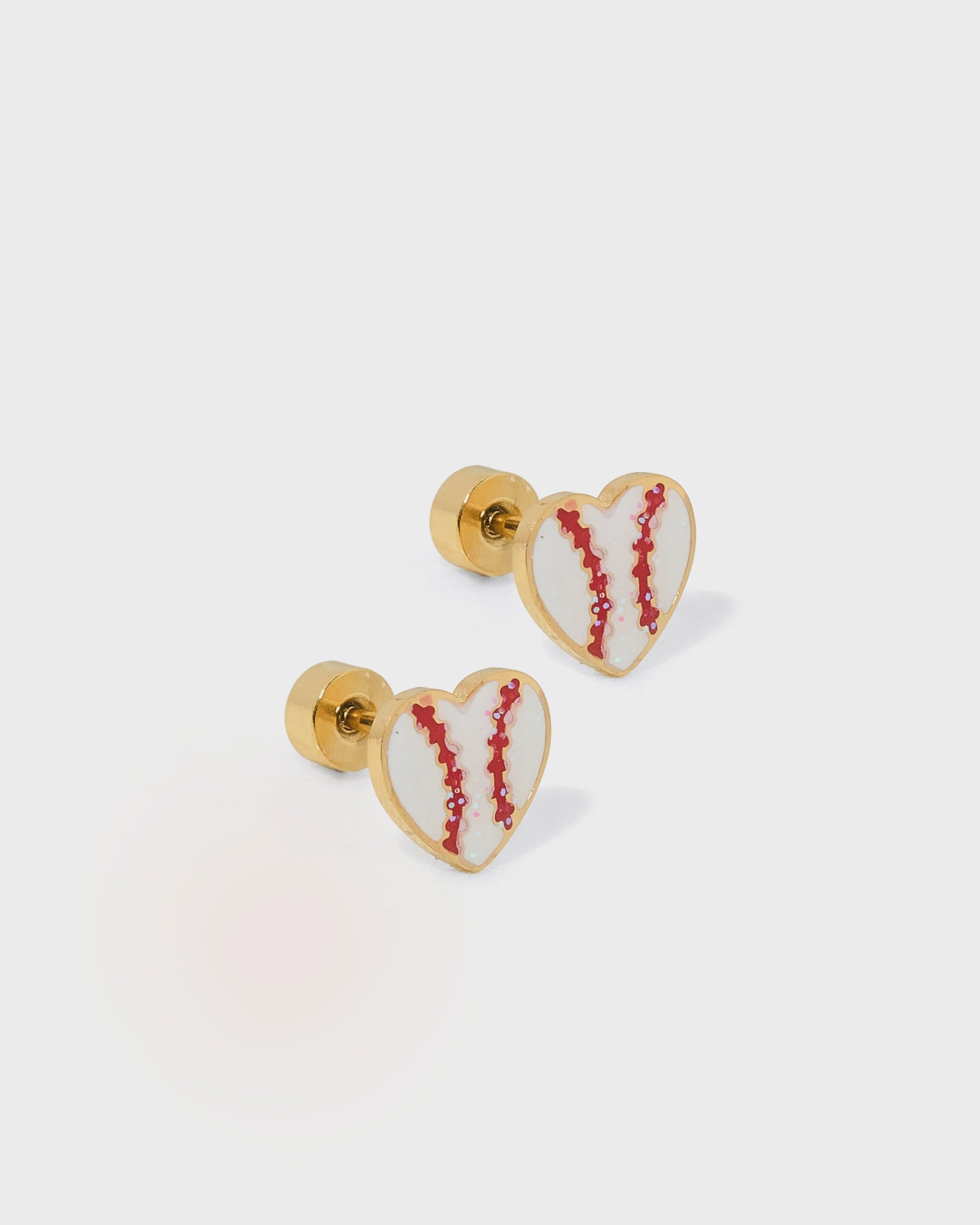 Screwback Stud Earrings - Baseball Heart