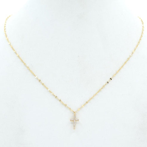 Gold Chain Sparkling Cross Necklace