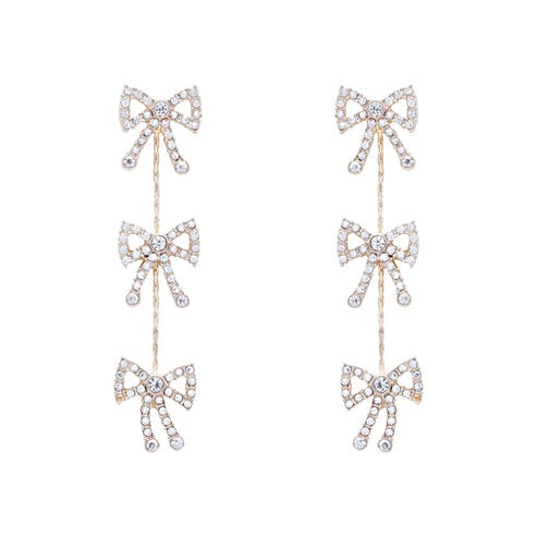 Glamour Bow Triple Drop Earrings