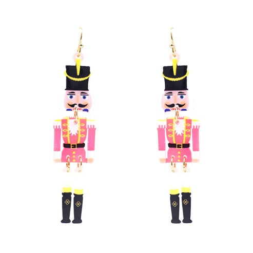 Nutcracker Charm Pink Drop Earrings