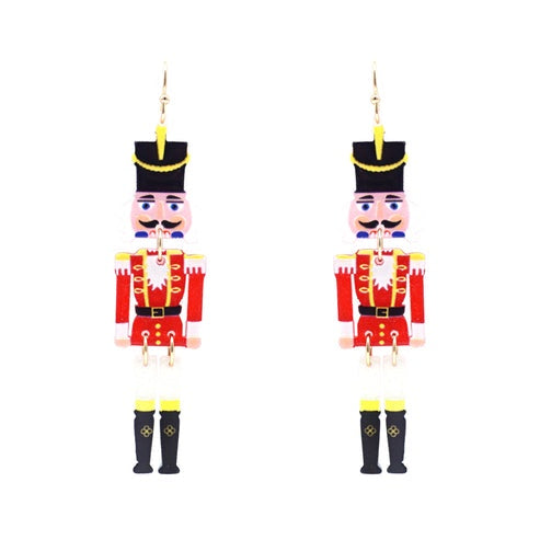 Red Nutcracker Drop Earrings