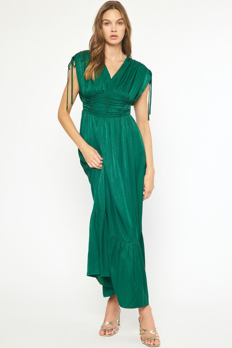 Elegant Ruffle Empire Maxi Dress