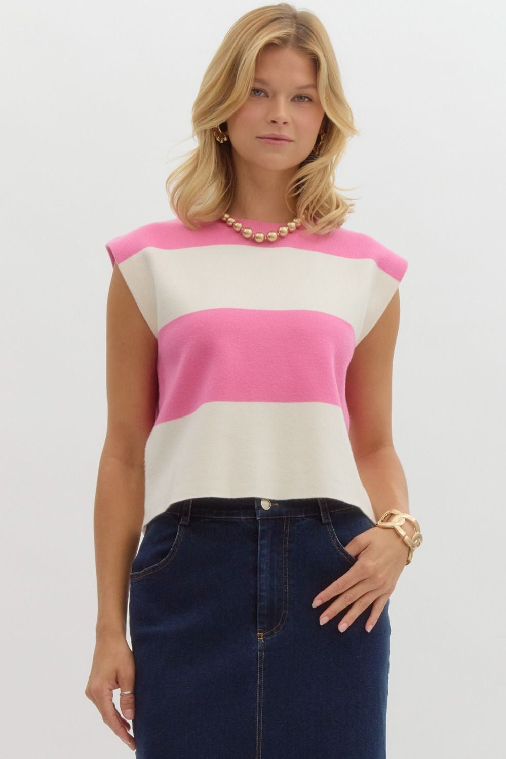 Coastal Stripes Knit Muscle Top